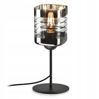 Produktbild von Luxolar Tischlampe Glas Nachttischlampe E27 60 W – LED Tischleuchte schwarz matt ideal für Schlafzimmer, Flur, Wohnzimmer