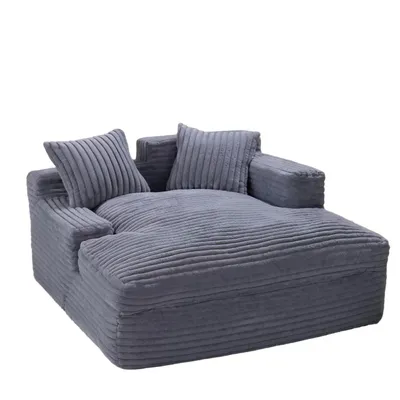 Zdjęcie produktu dla PillowPalette – Lazy Sofa Cordstoff z poduszkami, sofa podłogowa 135 x 152 x 80 cm, rozkładany fotel z funkcją spania, fotel typu chaise longue, szary