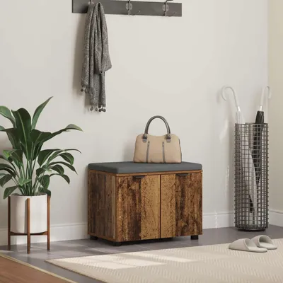 Immagine prodotto di Panca portaoggetti in legno con cuscino, ideale per l'ingresso e il soggiorno