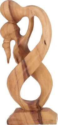 Produktbild von Holzfigur, Statue, Deko Objekt Feng Shui 30 cm - Elfenpaar / Hellbraun, Dekoobjekte