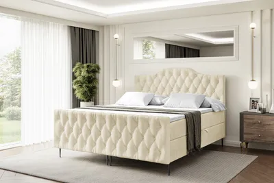Produktbild von ALTDECOR Boxspringbett mit Schwarz Füßen, Matratze und Lattenrost, Topper, Fußteil, Polsterbett mit Bettkasten, Bett mit Stauraum H4-Matratze, Doppelbett - VILA-1-FC-Z - 120x200 - Beige Casablanca
