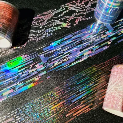 Productafbeelding van Washi PET Tape Sticker - 3 Rollen mit mechanischem Schaltkreis-Motiv - Für Journaling, Fotoalben und Scrapbooking