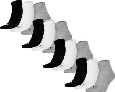 Produktbild von PUMA Uni Quartersocken, 12er Pack - Quarter Plain 12P, Logo, einfarbig Grau/Schwarz/Weiß 43-46