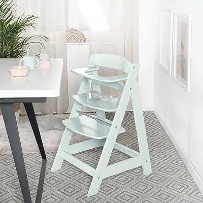Produktbild von Babyhochstuhl Sit Up Flex – mitwachsender Holzhochstuhl mit verstellbarem Schrittgurt, ab 6 Monaten bis 70 kg, Mint