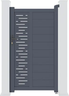 Produktbild von Gartentür 1m ARLBERG H.180cm + 2 Alu-Pfosten H.190cm grau