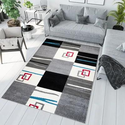 Produktbild von Teppich Wohnzimmer Schlafzimmer Kurzflor Modern Design Grau Bunt Meliert 200 x 290 cm