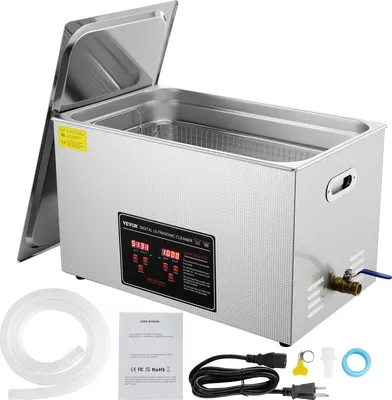 Image de VEVOR Nettoyeur à ultrasons Nettoyeur à ultrasons en acier inoxydable 600 W, 30 L Nettoyeur à ultrasons avec affichage numérique 0-30 min, nettoyage par ultrasons pour bijoux, lunettes, montres, etc.