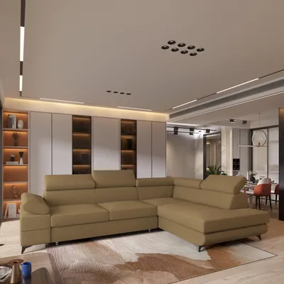 Produktbild von Masseno Ecksofa FAVIEN R-S mit Schlaffunktion L-Form, Sofa mit Bettkasten, Wohnzimmersofa, Couch, Soffa, Bettsofa, Couchgarnitur- Orange, QUELLE 17
