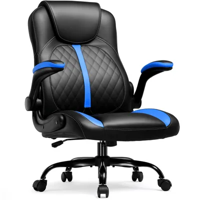 Produktbild von GTPLAYER Gaming Stuhl mit hochklappbarer Armlehne, Gamer Stuhl mit Schaukelfunktion, Ergonomischer Computer Gaming Stuhl mit hochdichtem Schwamm blau