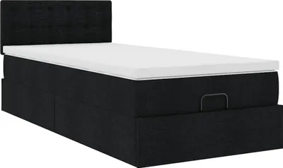 Image de Lit ottoman avec matelas noir 100x200 cm tissu