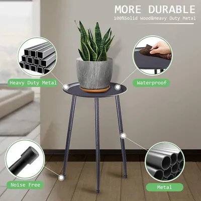 Obrázok produktu pre 50 cm kovový stojan na rastliny, moderný, s odnímateľnými policami, pre rastliny v črepníkoch, ideálny do bytu, na balkón, do záhrady, do interiéru