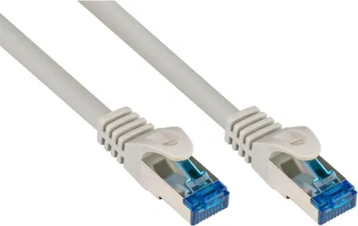 Produktbild von Patchkabel Cat 6A S/FTP 2m grau mit Rastnasenschutz, 500MHz