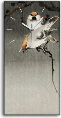 Produktbild von Dekor Leinwand Uhr Wandbilder 30x60 Malerei Asiatischer Zweig Tiere Vögel Kunst - weiße Hände