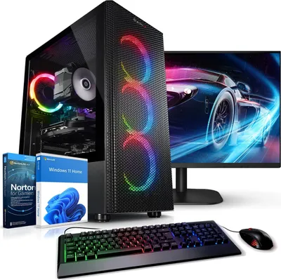 Produktbild von kiebel.de Gaming PC mit 27 Zoll TFT Total V AMD Ryzen 7 5700X, 32GB DDR4, NVIDIA RTX 5060 8 GB, 1TB SSD, WLAN, Windows 11, Gaming PC