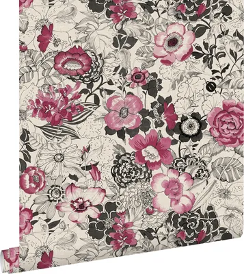 Zdjęcie produktu dla ESTAhome Tapeta kwiaty ciemnej czerwieniIbeżowym 53 cm x 10.05 m