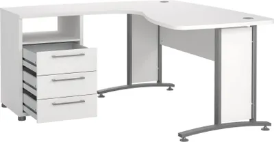 Produktbild von Schreibtisch Estong, Mehrzweckschreibtisch, Bürotisch für PC, Eckschreibtisch, 159x150 h75 cm, Weiß und Grau