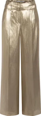 Produktbild von Raffaello Rossi Anais Hose Gold Größe 34 mit weit fließendem Bein und golden glänzender Folie