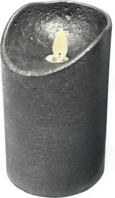 Produktbild von LED echtwachs Stumpenkerze 12,5 cm ANTHRAZIT Timer bewegliche Flamme Kerze Teelicht