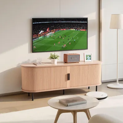 Obrázok produktu pre VEVOR TV stolík TV stolík boho style (1473 x 401 x 551 mm), 158,76 kg, nosnosť TV stolíka s nastaviteľnými policami a tambur dverami, TV polička do obývačky, spálne