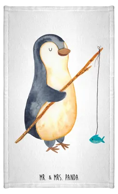Produktbild von Mr. & Mrs. Panda Gästehandtuch Pinguin Angler - Weiß - Geschenk, Urlaub, Handtuch Klein, Frotteehandtuch, Gäste-WC, Fischer, Hobby, Geschenkidee, gäste wc, Neustart