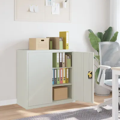 Zdjęcie produktu dla vidaXL Szafka na dokumenty z 2 drzwiami szara stal 90 cm
