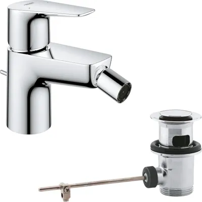 Obrázek produktu pro Baterie bideu Grohe Start Edge 23345001, 3/8'', marimea S, monocomanda, cartus ceramic, evacuare cu tija, Crom