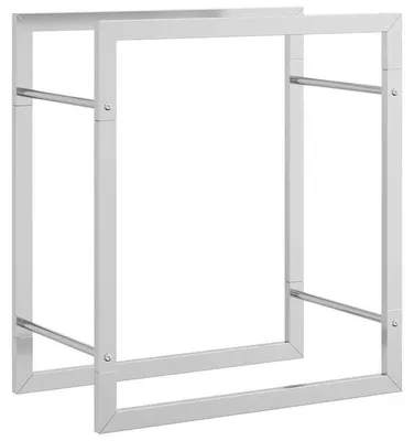 Image de Support pour bois de chauffage, en acier inoxydable, design extérieur élégant, couleur : blanc