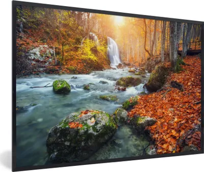 Produktbild von MuchoWow® Gerahmtes Poster Natur - Sonne - Herbst 90x60 cm - Poster mit Schwarzem Bilderrahmen Wandposter Rahmen Foto Bilder - Fotorahmen - Foto-Plakat