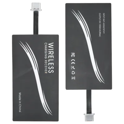 Zdjęcie produktu dla 2 SZTUK Uniwersalna ładowarka bezprzewodowa typu C Adapter Odbiornik ładowania telefonu komórkowego z naklejką