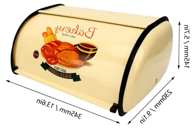 Produktbild von Metall Brotkasten, 14,5 x 23 x 34,5 cm Brot Aufbewahrungsbehälter mit Aufrolldeckel, Retro Brotbox aus Metall für Zuhause und Küche