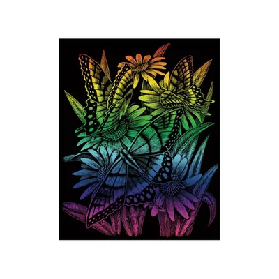 Produktbild von Royal & Langnickel Regenbogen Foliengravurkunst, 18" x 10", Schmetterlinge und Gänseblümchen