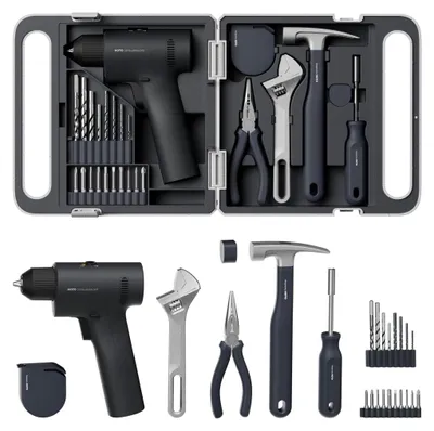 Produktbild von Hoto 16V Akku-Bohrmaschine mit Werkzeugset im Transportkoffer