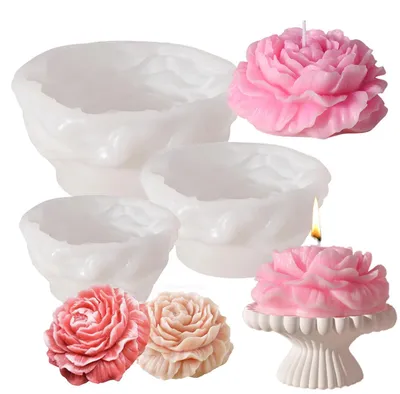 Produktbild von 3-teiliges Silikon-Kerzenform-Set, 3D-DIY-Silikonform zur Kerzenherstellung, lebensmittelechte Kerzenform für Duftkerzen, Seife und Kuchendekoration