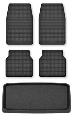 Obrázok produktu pre Vaničkové autokoberce + vaňa kufra pre: Suzuki Jimny 1998-2007 – 5 ks, čierna, na mieru – Wielganizator Semi-Universal