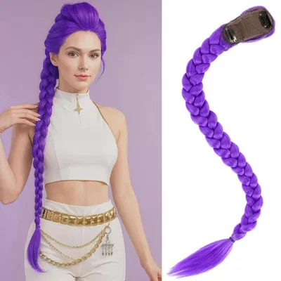 Produktbild von Clip-in Haarverlängerung Lila Geflochten 66 cm Pferdeschwanz Cosplay Anime Kostüm