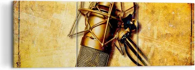 Produktbild von Bild auf Leinwand - Leinwandbild - Mikrofon Musik Lied - 120x40cm - Wand Bild - Wanddeko - Leinwanddruck - Bilder - Kunstdruck - Wanddekoration - Leinwand bilder - Wandkunst - CA120x40-0525