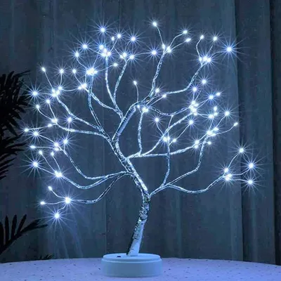 Obrázek produktu pro LED lampa z měděného drátu bílá umělá Bonsai Tree noční světlo na baterie vnitřní dekorace