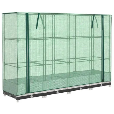 Produktbild von Hochbeet mit Gewächshaus-Aufsatz Rattan-Optik 160x40x123 cm