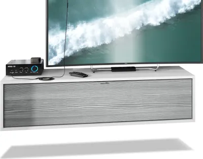 Produktbild von Vladon TV Board Lana 120 Hängeschrank Lowboard 120 x 29 x 37 cm,  Germany, Korpus in Weiß matt, Fronten in Avola-Anthrazit | Große Farbauswahl