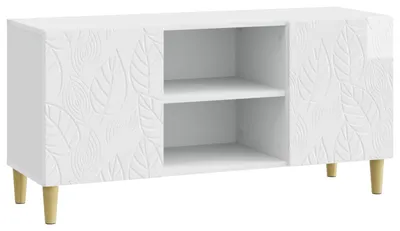Zdjęcie produktu dla Szafka pod telewizor 102 x 34,5 x 50 cm Biały wysoki połysk