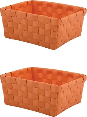 Produktbild von MSV Aufbewahrungskörbchen Aufbewahrungskorb Aufbewahrungsbox Organizer Badkorb 19x14x8 cm - Orange - 2 Stück
