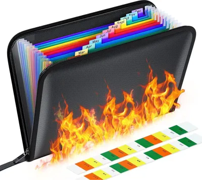 Produktbild von Feuerfeste Dokumentenmappe A4 13 Fächer Wasserdicht Sortiermappe Ablage Organizer