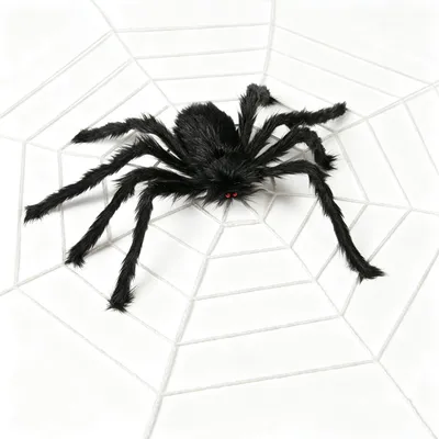 Productafbeelding van Spinnenweb decoratie - Met kunstmatige spin - Voor Halloween decoratie - 1,5 meter