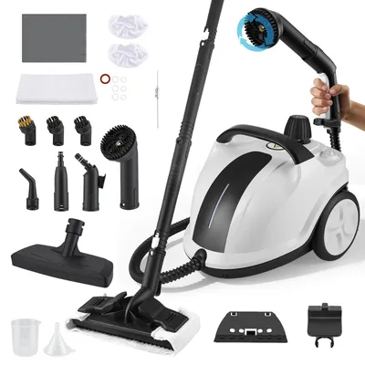 Produktbild von Dampfreiniger - Handdampfreiniger 2000 ml - Hochtemperatur-Dampf zur Desinfektion für Boden Küche Auto - 19-teiliges Set - Weiß