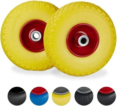 Produktbild von 2er Set Schubkarrenräder 26.5cm PolyurethanVollgummi pannensicher mit Kugellager
