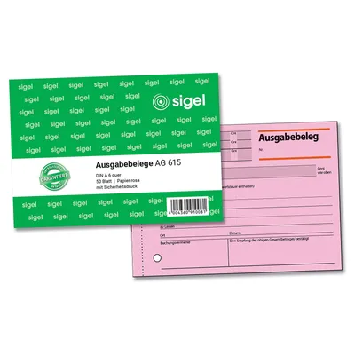 Produktbild von SIGEL AG615 Ausgabebelege, Papier rosa, mit Sicherheitsdruck, A6 q, 50 Blatt