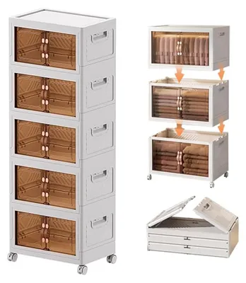 Klappbare Organizer-Garderobe, 45 cm, 5 Fächer, stapelbar