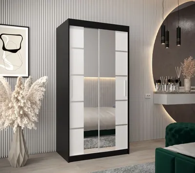Obrázek produktu pro Skříň se zrcadly VIVIEN - šířka 100 cm, černá / bílá