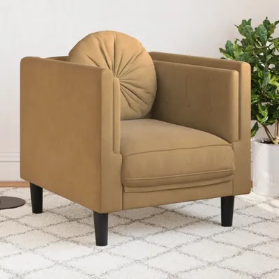 Produktbild von Design Sessel mit Kissen Braun Samt, Schlafsofas 2024 Neu