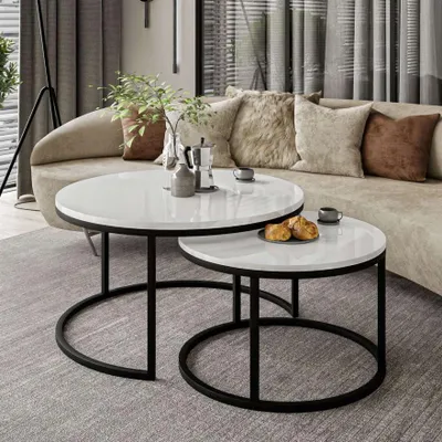 Productafbeelding van Ronde salontafel CIRI, 2-in-1, hoogglans